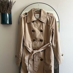 Croft & Barrow Beige Trench Coat - Classic Double-Breasted Belted